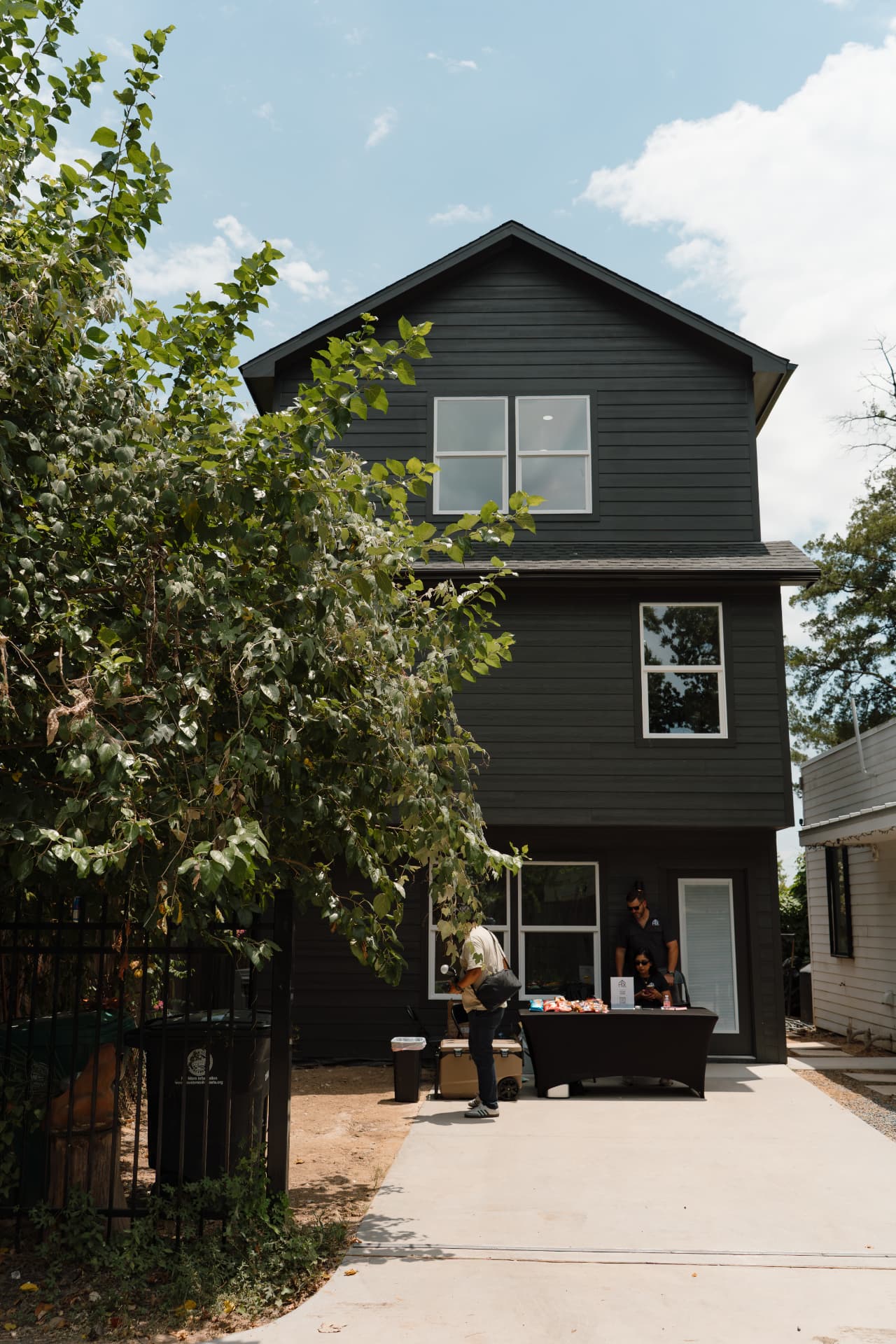 Front elevation with open house signage