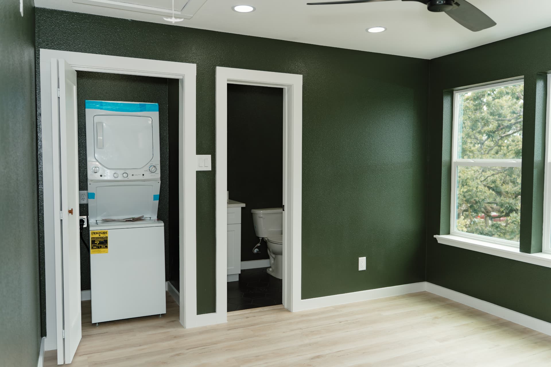 Laundry closet and bathroom entry