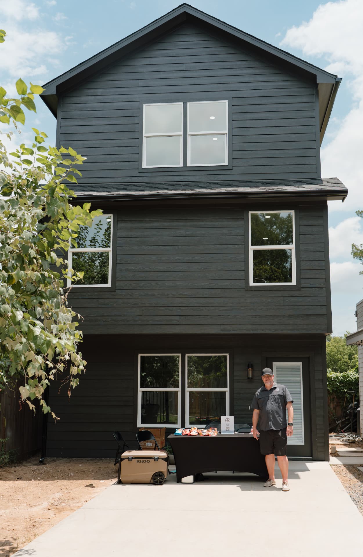 Front elevation of The Goldenrod Project two-story ADU